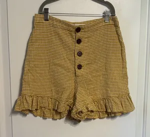 CAPULET Preppy Schoolgirl High Waist yellow Gingham Shorts thumbnail 1