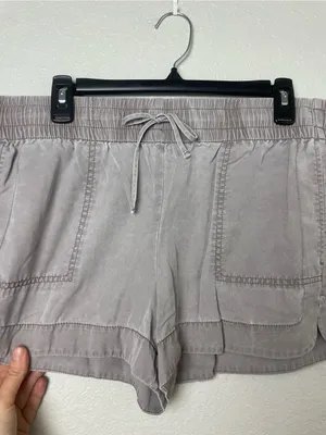 Express Women's Elastic Drawstring Shorts in Taupe Grey Size L thumbnail 4