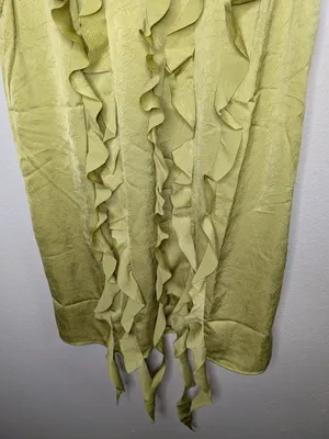 Baum Und Pferdgarten Sleeveless Ruffle Front Satin Dress Dark Citron Size 44 EU thumbnail 4