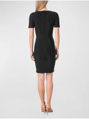 Dress The Population NEW! Black Koa Bandage Bodycon V-Neck Short Sleeve Dress L thumbnail 2