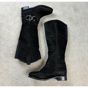 Pierre Dumas Emerson-26 Tall Black Faux Leather Riding Boots Size 7 thumbnail 2