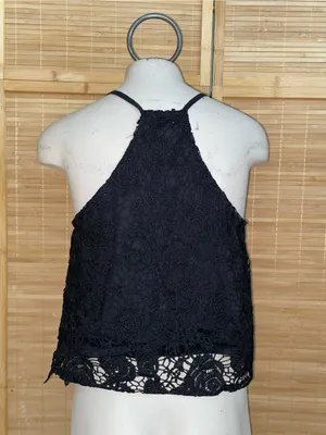 Streetwear Society black double layer black lace cami shirt tank top woman’s M thumbnail 3
