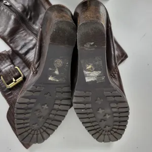 a.n.a. A New Approach Womens Boots 7 Brown Leather Knee High Wedges Heels Buckle thumbnail 15