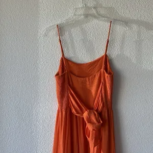 Lush Clothing Women's Maxi Dress Tie Back Size Small Orange Adjustable Straps Tiered Boho thumbnail 7