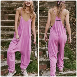 Free People FP Movement Womens Hot Shot Raspberry Punch Slouchy Boho Jumpsuit S thumbnail 2