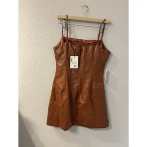 Bardot 'Croc' Brown Polyurethane Mini Dress‎ Size XL - NWT thumbnail 2