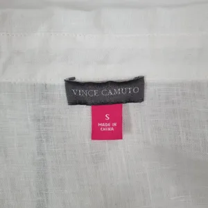 Vince Camuto White Linen Blend 3/4 Sleeve Button Down Top Womens‎ Size S thumbnail 7