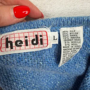 Vintage Heidi Large Sweater Vest Blue Silk Angora Blend Sleeveless Knit Retro thumbnail 6