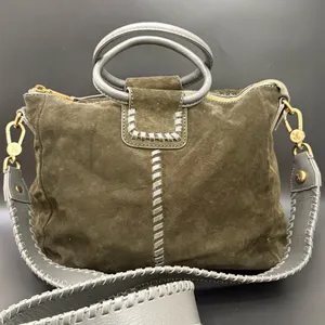 HOBO Shiela Herb Olive Green Suede Leather Medium Satchel Crossbody Bag thumbnail 5
