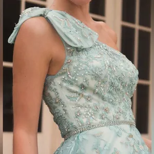 MAC DUGGAL Green Size 10 Embroidered Beaded Bow Formal Long Maxi Gown Dress thumbnail 4