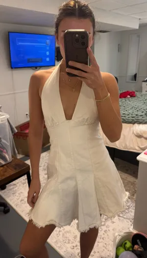 White Denim Dress Urban Outfitters thumbnail 1