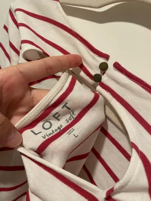Loft White & Pink Striped Top thumbnail 4