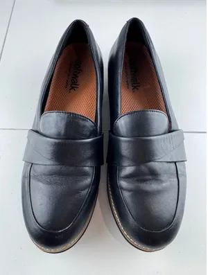 Softwalk Walsh Leather Loafers Black Comfort Slip On Minimalist Professional 9W‎ thumbnail 1
