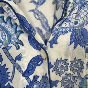 Roller Rabbit Blue White Paisley Floral Long Sleeve Button Down Shirt Womens XL thumbnail 5