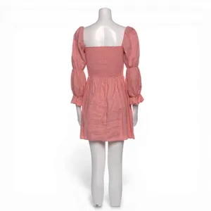 Reformation Zoya Smocked Linen A-Line Mini Dress Pink Shirred Romantic Women S thumbnail 4