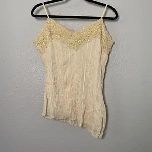 Vintage Y2K Camisole XL Asymmetrical Fairycore Sequin Lace Angelcore Coquette thumbnail 2