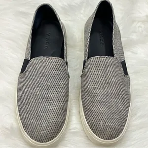 Vince Blair Gray Woven Canvas Slip On Sneaker 7 thumbnail 2