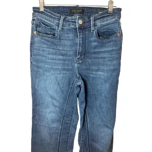 Judy Blue Double the Fun Straight‎ Leg Jeans Raw Hem Sz 3/26 Dark Wash JB82464MD thumbnail 2
