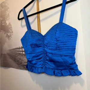 Bog Collective Royal Blue Satin Sweetheart Crop Top Size Large thumbnail 2
