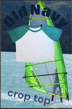 Old Navy white & Green Raglan Cropped Tee thumbnail 1