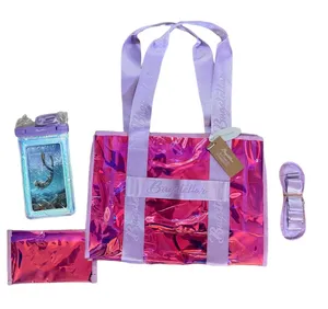 NWT Bagstellar Iridescent Clear Beach Tote Bag 4-Piece Waterproof Phone Kit thumbnail 1