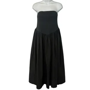 Anthropologie Black Strapless Basque Waist A-Line Midi Dress size 1X NEW Tags thumbnail 2