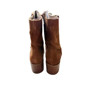 Steve Madden Romney Cognac Suede Western Square Toe Block Heel Boots Size 7.5‎ thumbnail 4