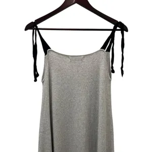 Zara Gray Ribbed Knit Dress V Neck Size Medium thumbnail 5