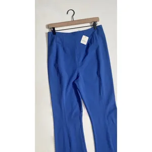 NWT! FREE PEOPLE Real Deal Split Flare Pants Blue High Rise Waist Stretch Medium thumbnail 3
