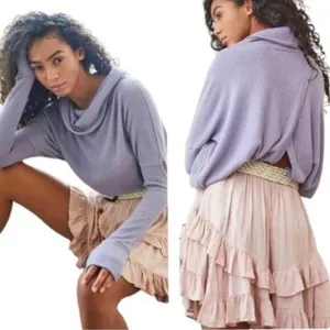 Free People Long Sleeve Ribbed Sweater Top Purple XS thumbnail 10