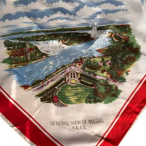 Vintage Niagara Falls Canada Scenic Acetate Souvenir Scarf Red Retro‎ Travel thumbnail 3
