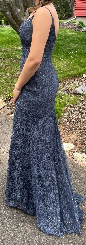Grey Lace Prom Dress thumbnail 2