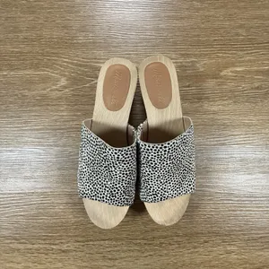 Madewell Clog Mule Sandals Womens 8 Spotted Calf Hair Wood Heel Slides Boho Chic thumbnail 8