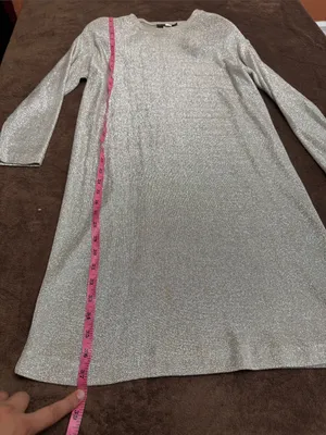 Vintage 80s 90s Alexis Fashions Silver Metallic Lurex Knit Dress Made in USA thumbnail 7