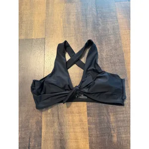 Albion Black Top Knot Bikini Top Size Medium Black Tie Front Swim Top thumbnail 5