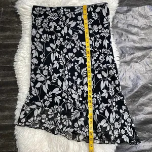 My Michelle Black White Floral Midi Asymmetrical Ruffle Hem Skirt Boho Grunge thumbnail 8