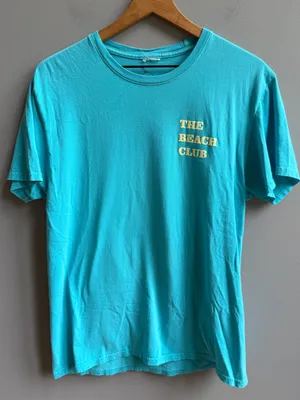 The Beach Club Hello Sunshine Graphic Tee Shirt Ocean Blue Size Medium thumbnail 3