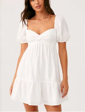 Aritzia White Puff Sleeve Mini Dress thumbnail 1
