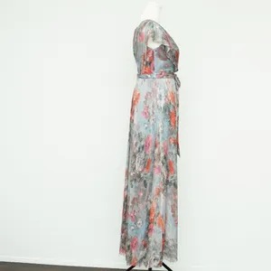 Eliza J Metallic Floral Drape Shoulder Gown thumbnail 8