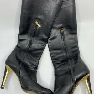 JIMMY CHOO Black Leather Knee high boots 7.5 thumbnail 2