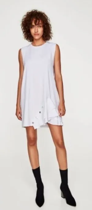 Zara‎ Sleeveless Ruffle Hem Shift Dress Size Medium thumbnail 1
