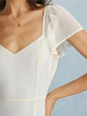 Rihoas Apricot Sweetheart Neck Slit Chiffon Maxi Dress thumbnail 2