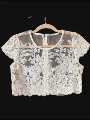 Ivory Boho Bridal Crop Top Wedding Lace Top thumbnail 2
