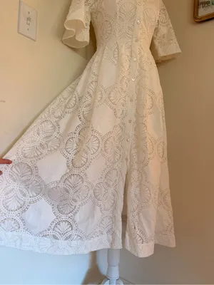 Anthropologie White Eyelet Midi Dress with Cutout Back thumbnail 10