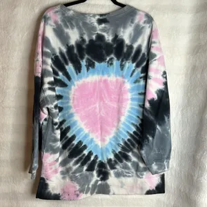 LIKE LOVE TIE DYED LONG SLEEVE "HEART" sweatshirt TOP Size Large.cotton thumbnail 6