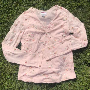 Beaded Sheer Pink Floral Long Sleeve Size XL thumbnail 1