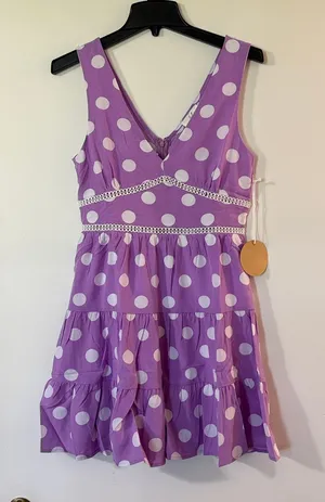Lavender Polka Dot Tiered Sleeveless Sundress thumbnail 1