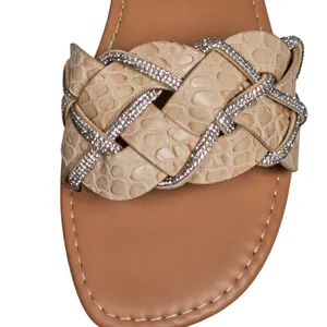 Yoki Alabama Women's Braided Rhinestone Flat Sandals in Beige‎ 9 NIB thumbnail 2