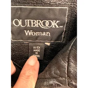Outbrook Size 1X Vintage Collared Black Leather Zip-Up Jacket Coldwater Creek thumbnail 5