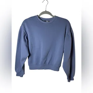 H&M‎ Divided Oversized Crewneck Sweatshirt Womens S Dusty Blue Fleece thumbnail 2